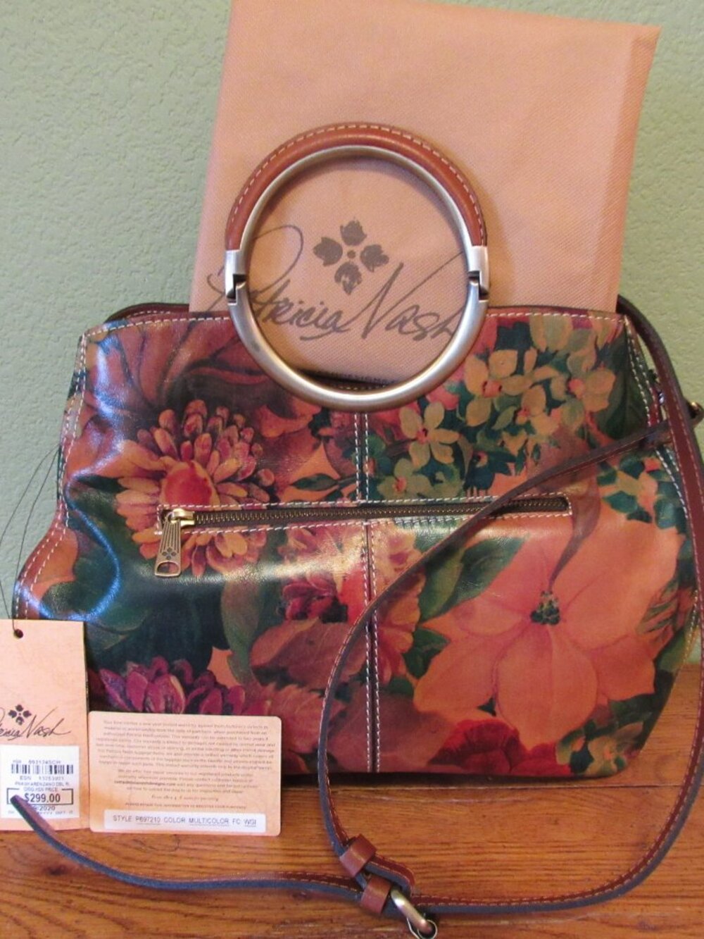 NWT Patricia Nash Arenzano Leather Handbag Satchel Multi Color Foral Shopper